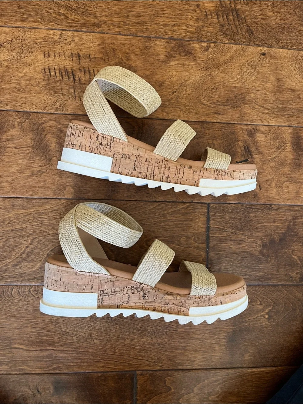 Steve Madden Tan Woven Cork Platform Sandals Size 10